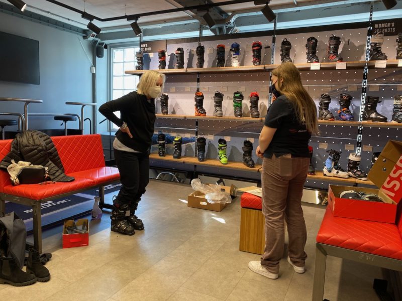 Ski boots at Snow+Rock. Image © PlanetSKI